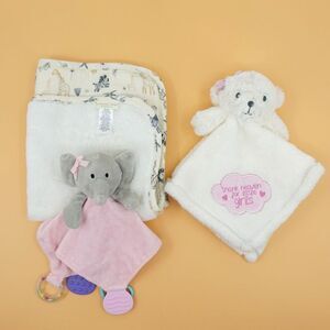 3 Lovey Elegant Baby Organics Blankie - Bear Baby Gear - Elephant Modern Baby